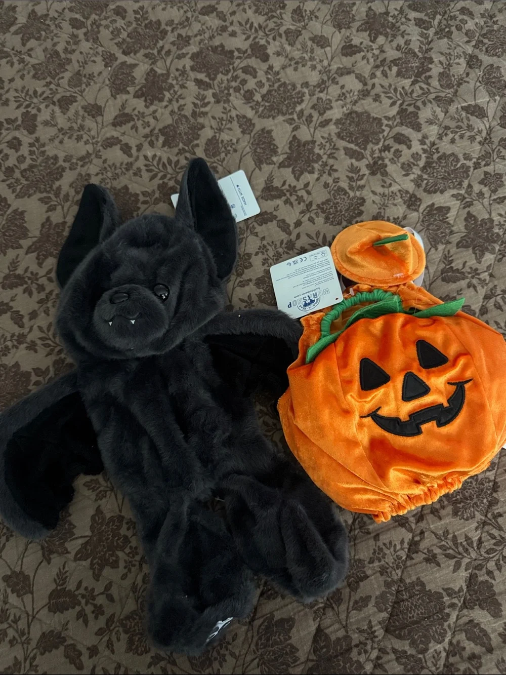 Build-A-Bear Black Bat & Orange Pumpkin Accessory